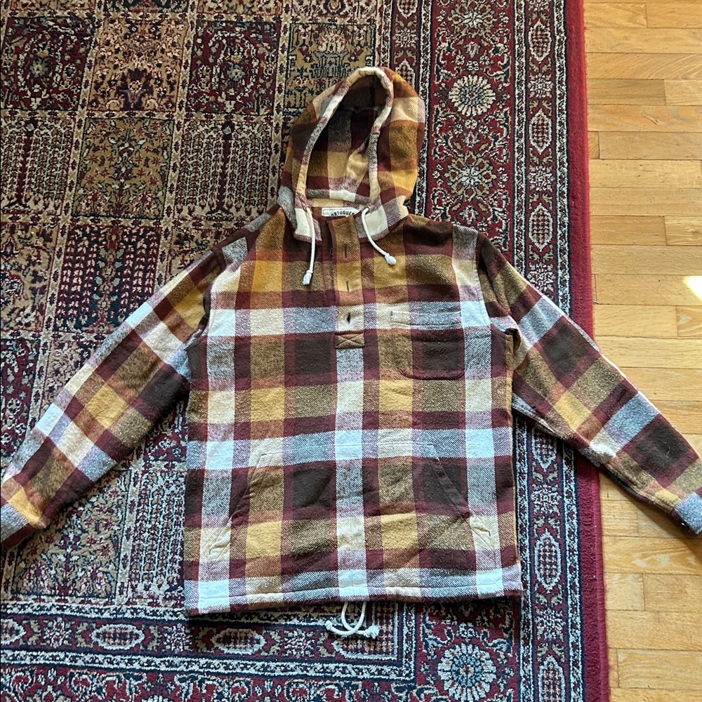 Portuguese Flannel - Men’s Plaid Hooded Sweater M